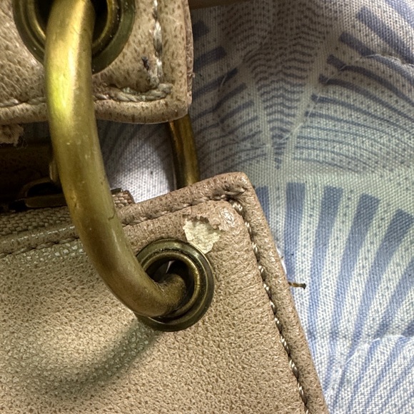 Anthropologie Studded Taupe Faux Leather Crossbody Bag Zip Top Neutral - Picture 5 of 7